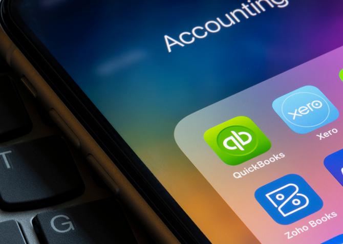 Accounting apps shown on a mobile device.