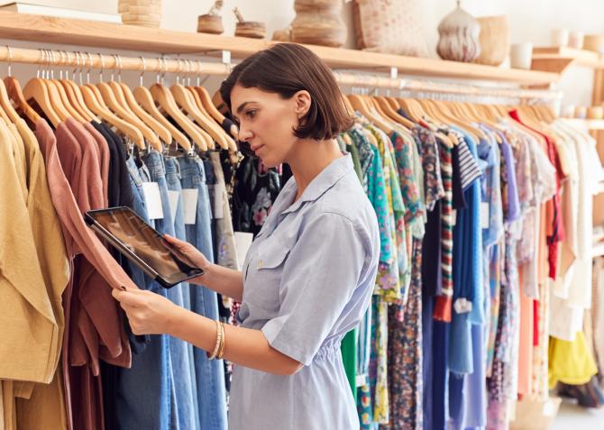 female business owner works in retail store