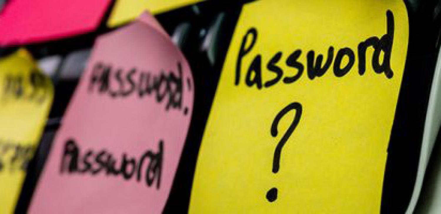 password written on yellow sticky note