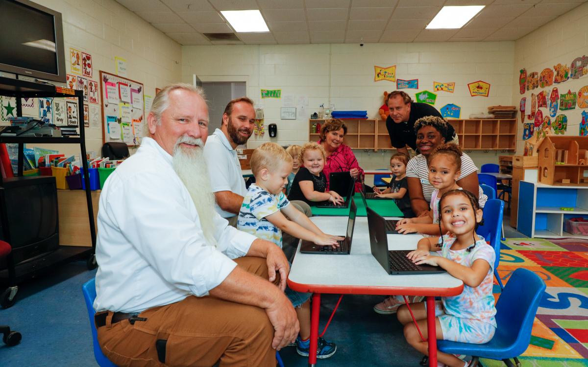 Hargray Associates visiting Beaufort-Jasper YMCA students who are enjoying their new Chromebooks